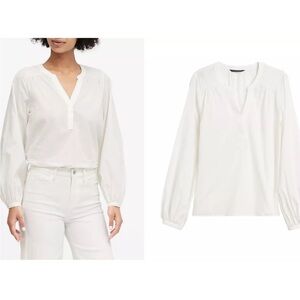 NWT Banana Republic Women's Cotton Balloon-Sleeve Top Shirt white Size M